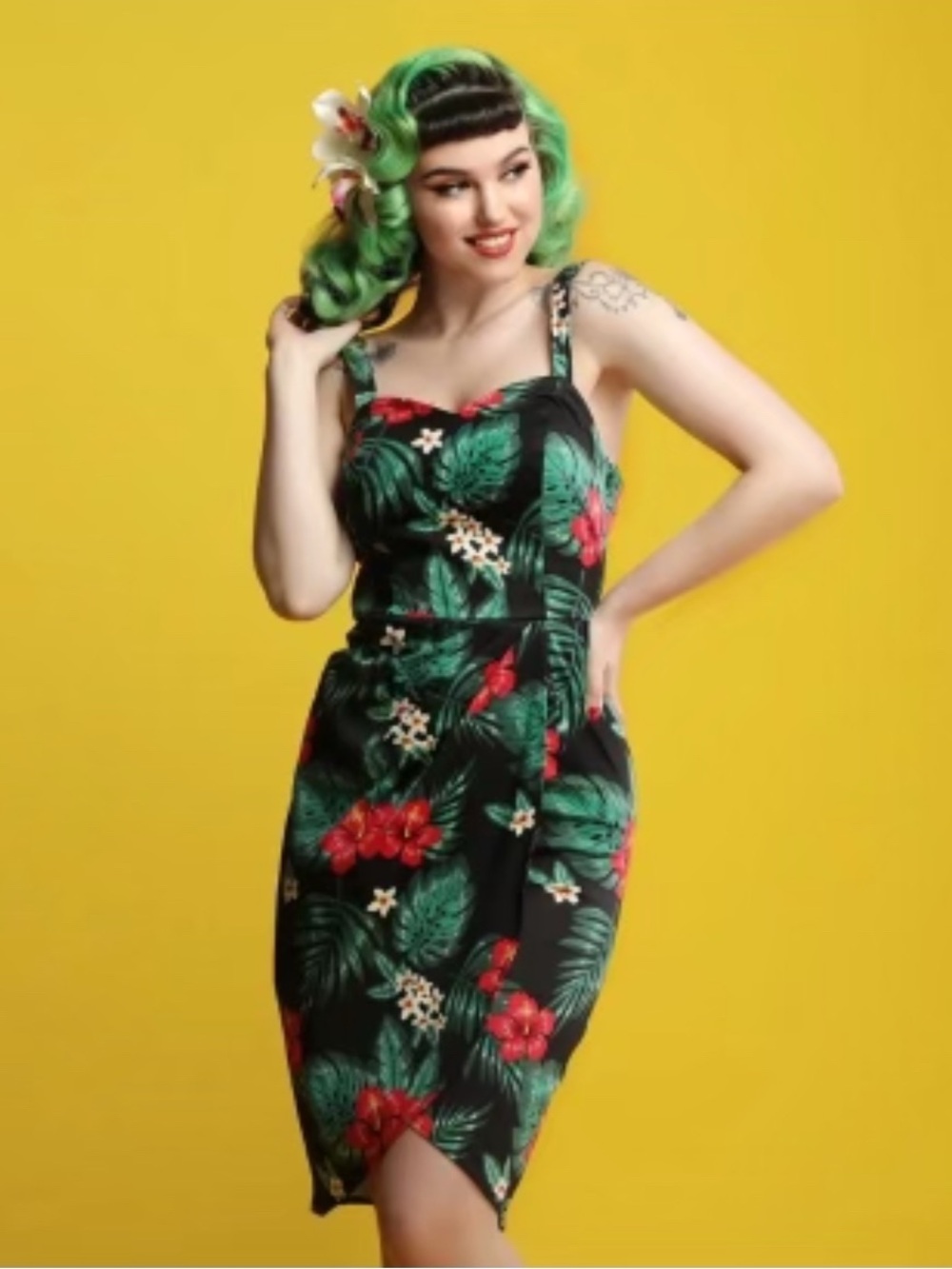 Collectif London Mahina Tropical Paradise Sarong Dress XXS Pinup Retro